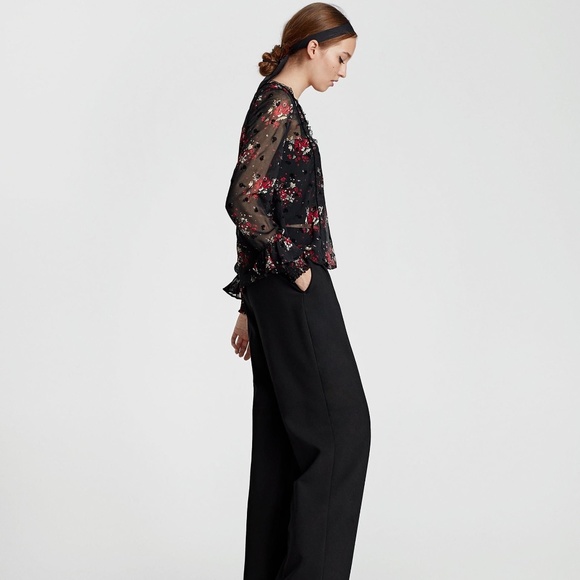Zara SEMI-SHEER TOP WITH RUFFLE TRIMS - Picture 4 of 5